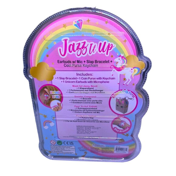 Unicorn Earbuds w/Coin Purse, Keychain, Mic, & Slap Bracelet Set New NIP Sparkle - Picture 4 of 9